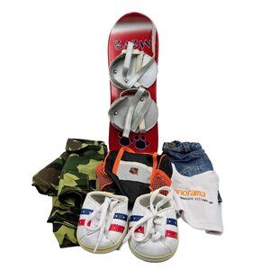 Build-A -Bear Clothes And Accessories Lot Hockey Bag Snow Board Shoes BAB Stuffe
